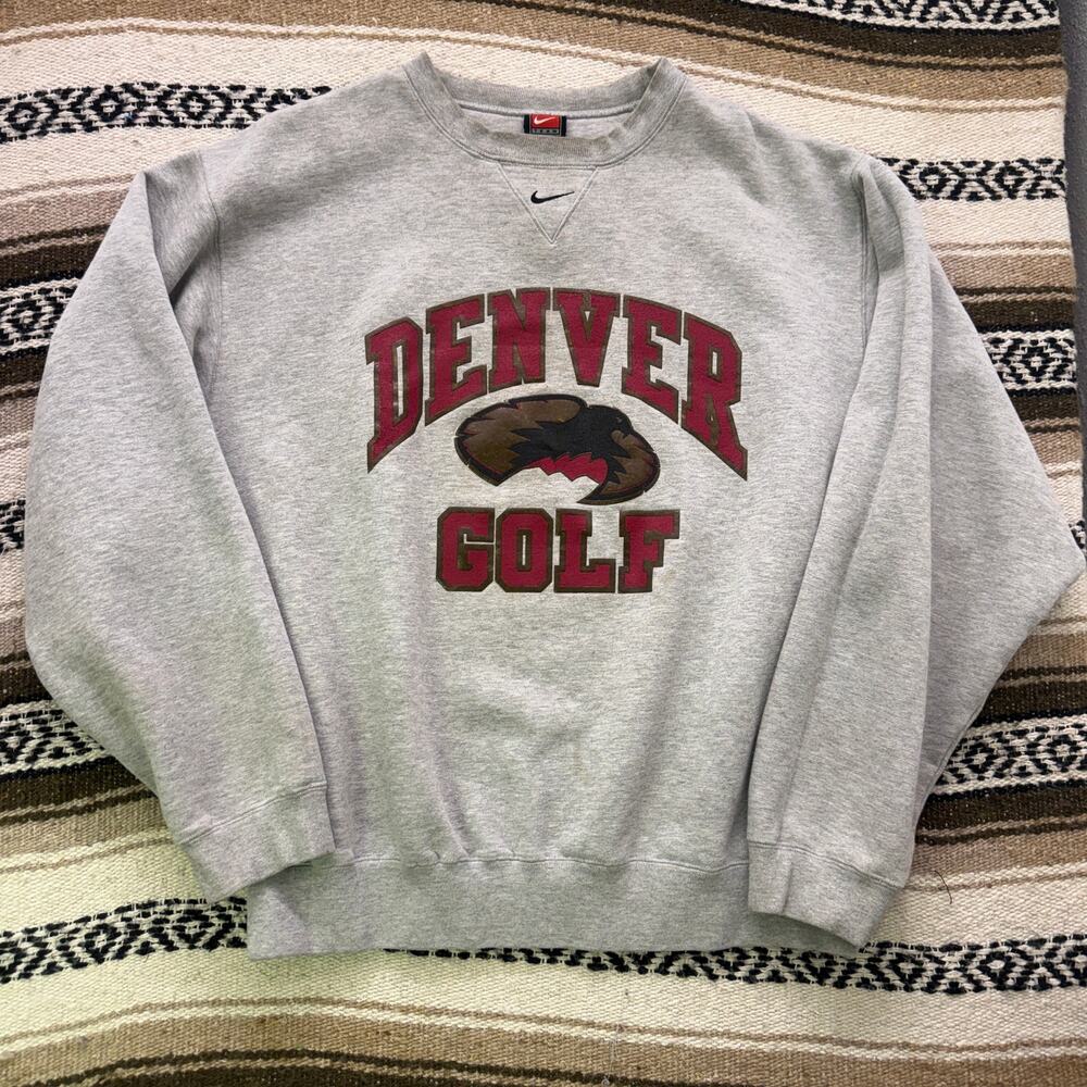 Vintage Nike DU Denver Pioneers Golf Center Swoosh Crewneck Sweatshirt Sz Large